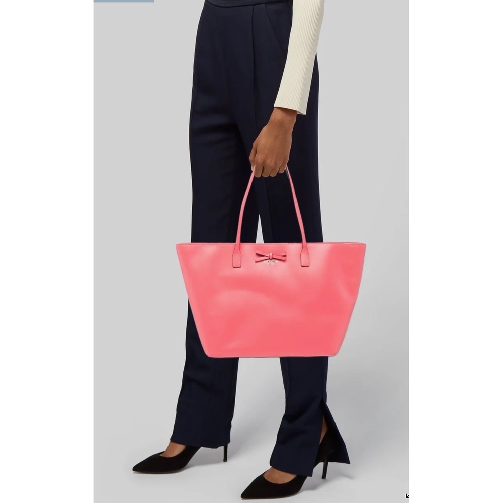 Kate Spade New York Pink Coral Leather Bow Tote Bag